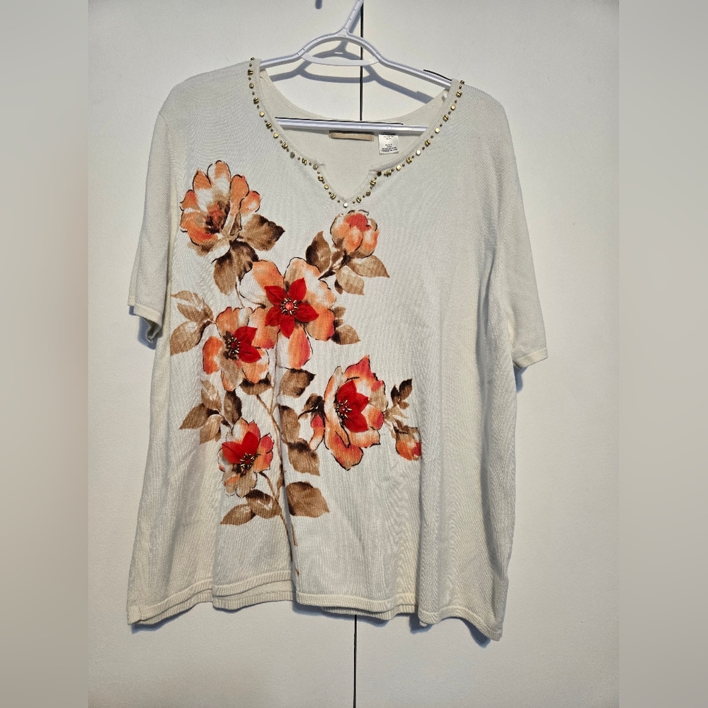 Alfred Dunner Floral Embellished‎ Top
